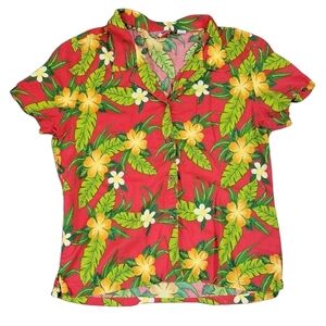 Reyn Spooner Joe Kealoha Red Floral Short Sleeve Button Down Shirt Hawaiian XL
